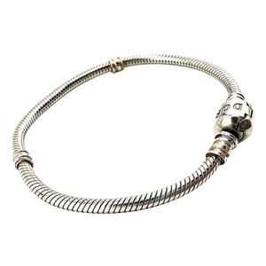 Pandora 925 Authentic Sterling Silver Snake Chain Charm 6.25” Bracelet